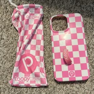 iPhone 13 Pro Max pink check loopy